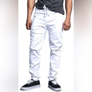 NWT Victorious Mens Drop Crotch Jogger Twill Pants - White